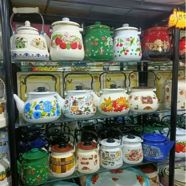 ロシア風エナメル鍋【特厚・ティーポット・家庭用・お湯沸かし用】