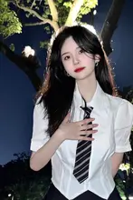 学院風ショートスリーブブラウス【ウエストシェイプ・スリムフィット・女性用】