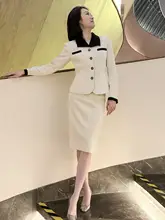 春季用 ビジネスエレガンス女性用ジャケットスカート【白色・OLスタイル】（セットアップ対応）