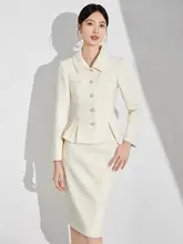 杏色粗花サック型ワンピース【ウエスト絞り・高級感・ファッション性】（セットアップ対応）