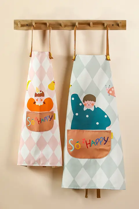可愛いデザインの親子用エプロン【防水・防油・キッチン用】（セットアップ対応）
