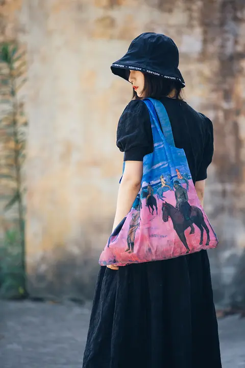 LOQI 名画プリントエコバッグ【フェスティバルスタイル・折りたたみ・ショルダーバッグ】