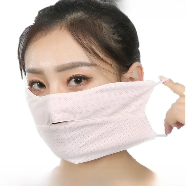 鼻出しデザインのUVカット薄型マスク【夏用・通気性・男女兼用・氷丝素材】