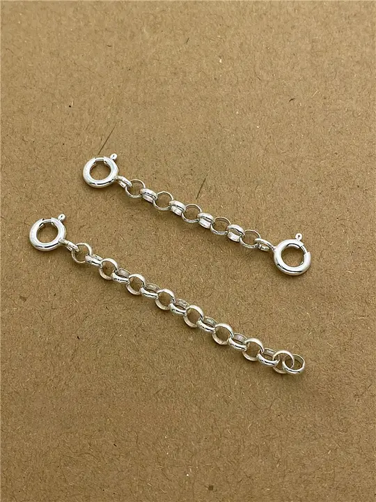 925純銀製 パールネックレス用延長チェーン【手作りDIY用・四角形ディテール】
