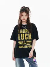 アメリカンスタイルのプリント入り半袖Tシャツ【レトロデザイン・ゆったりシルエット・女性用】