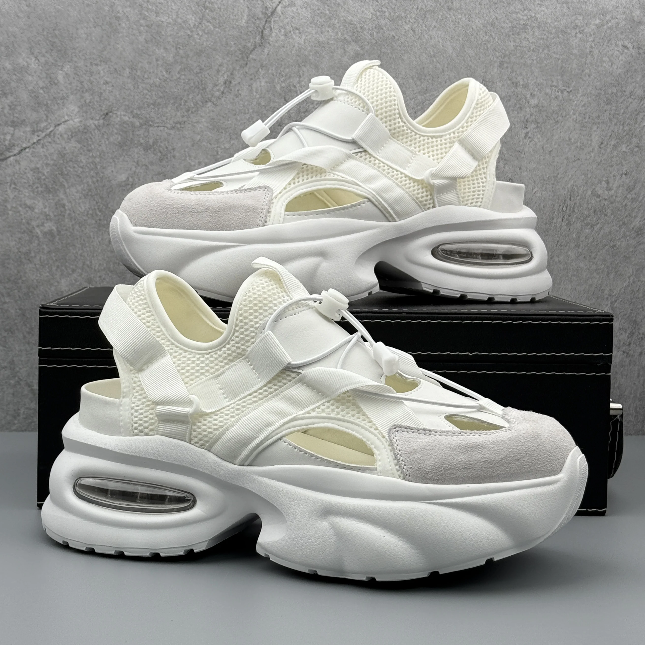 90s hiphop スニーカーのトレンドを再現する厚底デザイン メンズダッドシューズ