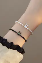 天然貝母と淡水パールのブレスレット【黒尖晶石・14Kゴールド仕上げ・ヴィンテージ感・個性的なデザイン】