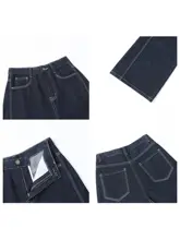 ハイウエスト ストレートデニムパンツ【クラシックデザイン・広がる腿・冬用】