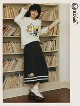 猫デザインのニットスカート【冬用・シンプル・細見え効果】