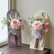 高級感ある紫色の花束とカード【教師向け・感謝のギフト・フェイクフラワー・思い出の品】