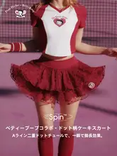 スピンデザインのドット柄スポーツスカート【軽量・ランニング用・フレアスタイル】（セットアップ対応）