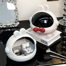 かわいいデザインの大容量コスメ収納ボックス【フタ付き・デスク用品・サンプル収納用】