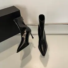 ショートブーツ レディース ポインテッドトゥ スティレットヒール ブラウン 秋冬 着回し きれいめ 上品 足元すっきり