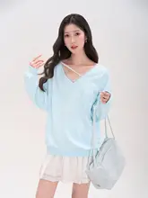 バックリボン付きVネックスウェットシャツ【秋用・スタイル・女性用】