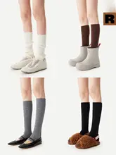 保温効果のあるロングレッグウォーマー【グレー・細見え・秋冬用】