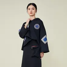 春季復古風新中式ルーズフィットフード付きスウェットシャツ【ストレートシルエット・女性用】