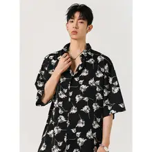 できるデザイン！夏用ハワイアン柄半袖シャツ【速乾・薄手・ビーチスタイル】