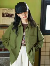 デザイン性の高い女性用重ね着シャツ【秋季向け・抹茶グリーン・カジュアル・OL用】