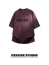 リメイク風グラデーション刺繍Tシャツ【綿100%・短袖・カジュアルスタイル】