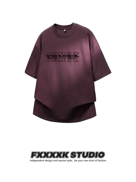 リメイク風グラデーション刺繍Tシャツ【綿100%・短袖・カジュアルスタイル】