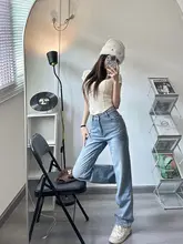 EV ハイウエストデニムパンツ【スリムフィット・ストレート・ロング丈・夏用】