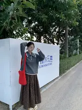 フランス田園風小花柄ハイウエストAライン中長半身スカート【エレガントなデザイン】（セットアップ対応）