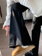 微喇叭デザインデニムパンツ【高腰・ブラック・大きいサイズ・スリム効果】