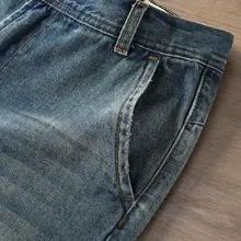 アメリカンテイストのヴィンテージ風ウォッシュ加 工コットン四分丈デニムショートパンツ【スリムフィット・カジュアル】