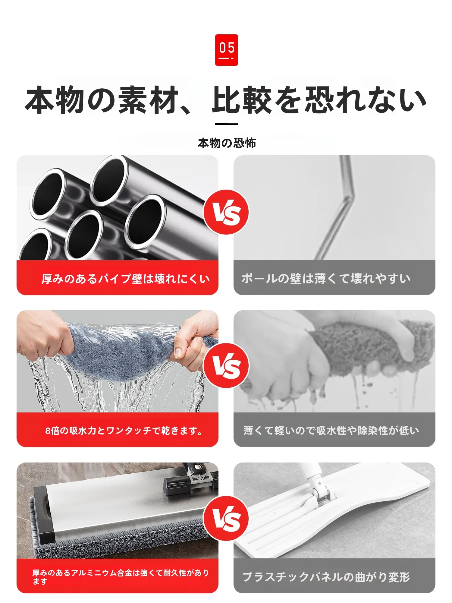 濡れ・乾き両用フラットモップA-0055-N1：掃除道具収納持ち運びに最適な実用性を実証