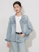 春秋用レディース デニムジャケット【スリムフィット・シンプルデザイン・大きいサイズ対応】