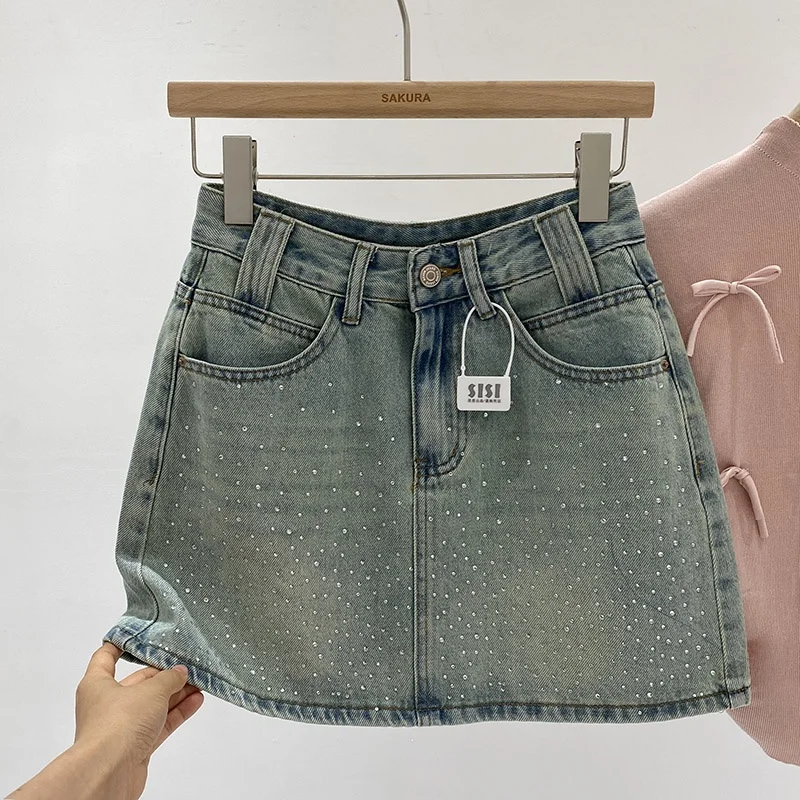 高腰デザイン ダメージ加工デニムスカート：通勤スタイルに最適な女性用短裙の実用性解析