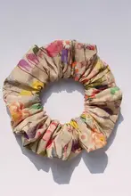 英国製コットンファブリックヘアゴム【春夏用・手作り・花飾り付き】