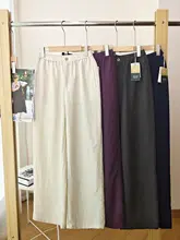 極上の柔らかさのリネン混一粒ボタンカジュアルパンツ