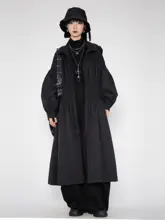 トレンチコート レディース フード付き ウエストマーク ルーズ 着痩せ 春 秋