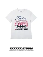 半袖Tシャツ レディース クルーネック 正肩 着痩せ ウォッシュド ポニープリント レタリング ストリート 「FXK」