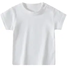 赤ちゃん用 コットン半袖Tシャツ【シンプルデザイン・ラウンドネック・夏用・白】