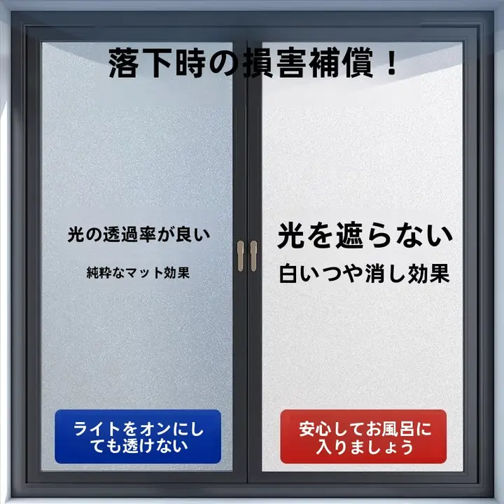 防目隠しガラスフィルム【バスルーム・スモーク加工・プライバシー保護】