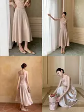 光沢感のあるサテンプリーツスカート【高腰・通勤向き・女性用】
