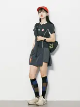 レディース 夏用Vネック短袖Tシャツ【アメリカンレトロ・カラーブロック・フィット感】