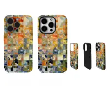 高級グラデーションフィルム使用モザイクデザイン全包型スマートフォンケース【iPhone対応・華為・小米・オッポなど対応】