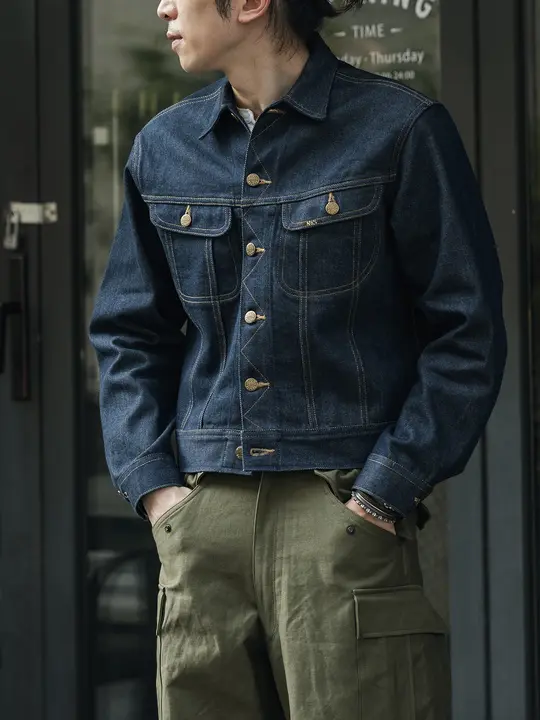 左斜めポケット デニムジャケット【ショート丈・ヴィンテージスタイル】