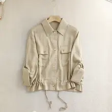 柔らかで肌に優しい短丈ジャケット【秋用・襟付き・ウエストシェイプデザイン】