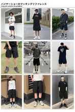 ハーフパンツ メンズ カーゴ ワイド ルーズ カジュアル ブラック 夏