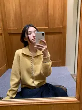 襟付きニットセーター【コントラストカラー・明線装飾】