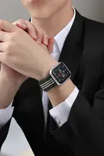 ナイロン編み込みアップルウォッチバンド【新型・ストライプデザイン・マグネット式】