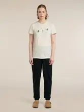 女性用 アウトドア プリント半袖Tシャツ【100%  美利奴羊毛・軽量・快適】