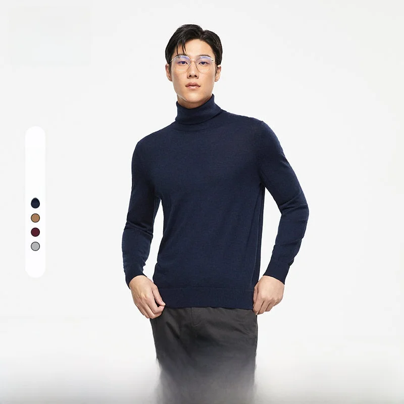 高級感のあるタートルネックウールニット【ビジネス・カジュアル・保温性】 メンズ コーデのトップアイテム