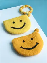 かわいいクリエイティブスマイルポーチ【ウールフェルト・ハーフサークル・口金タイプ】