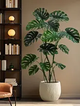 インテリアに最適！大型のフェイク植物・モンステラ【室内用・落地タイプ・緑色】