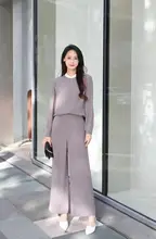 真丝の切替デザインシャツ【刺繍入り・ストレートパンツ付き】（セットアップ対応）